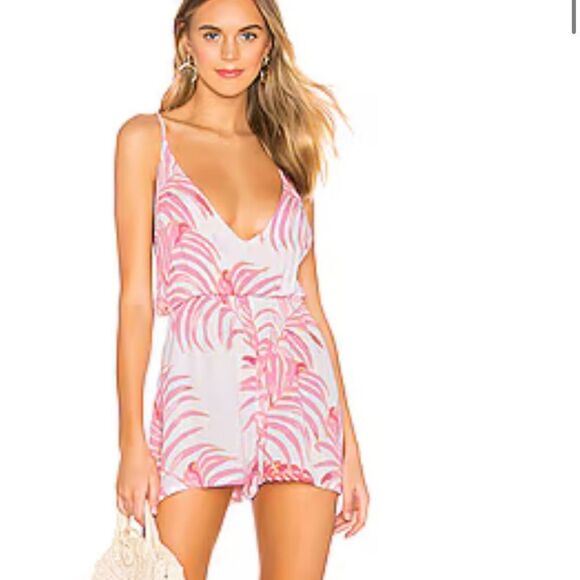 NWT Tularosa Fairytale Romper in Pink Palm Print